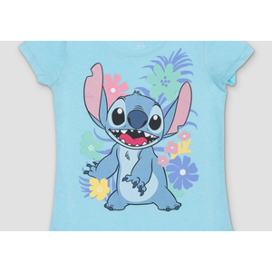 T-shirt Grafica Blu per Bambini Lilo & Stitch in Morbido Cotone e Poliestere, Design Estivo con Logo Animale Cartone Animato, Taglia S - Product Image 2