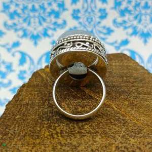 Joyería fina de Plata de Ley 925, anillo de forma ovalada bellamente diseñado, piedra lunar arcoíris, piedras preciosas, cabujón, corte informal para boda - Product Image 4