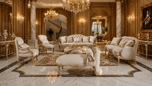 Traditional Chesterfield Fabric <b>Sofa</b> <b>Set</b> Antique European Style for Living Room-Moyexo Model 125 - Product Image 1