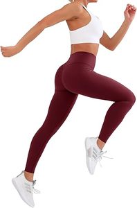 Women's High-Waisted Full-Length Buttery Soft Yoga <b>Leggings</b> Solid <b>Pattern</b> Elastic Waist Eco-Friendly for Daily Workouts Front - Product Image 4