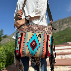 มาใหม่มือTooledมาใหม่ขอบกระเป๋าถืออัสเทคอานผ้าห่มสลิงกระเป๋าโบฮีเมียนออกแบบที่ไม่ซ้ํากันสไตล์กระเป๋าสําหรับผู้หญิง - Product Image 1