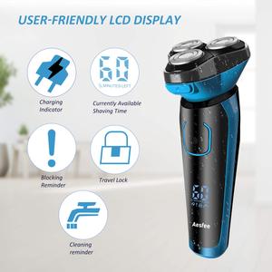 Rasoir électrique rechargeable pour homme, étanche, utilisation humide/sèche, rasoir rotatif avec indicateur de batterie, alimentation USB, tondeuse à barbe pour les voyages - Product Image 3