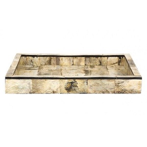 Plateau carré en corne de buffle naturelle polie pour servir des collations à manger et décor à la maison accessoire de cuisine et de table artisanal - Product Image 3