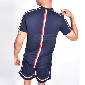 Ensemble t-shirt et short pour homme, couleur unie, été, décontracté, 100% coton, séchage rapide - Product Image 4