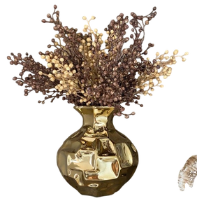 Contemporary Gold Tone Metal <b>Decorative</b> <b>Vase</b> for Home Office and Hotel Interior Styling for Home Hotel & Office Decor - Product Image 2