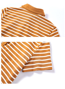 เสื้อโปโลลายทางสำหรับผู้หญิงเสื้อยืดผ้าฝ้ายแคชเมียร์วิสคอสทรงกว้างเข้ารูปสีทึบลายสก็อตทางการ - Product Image 5