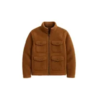 Veste en polaire marron classique, chaude et moelleuse, avec poches