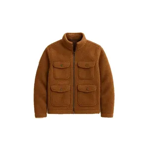 Chaqueta Clásica de Felpa Marrón con Bolsillos - Product Image 1