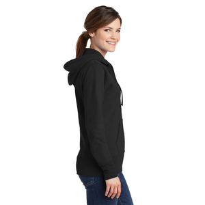 Sweat à capuche zippé en polaire pour femmes, noir de jais, veste en coton/polyester 50/50, logo avant, fermeture éclair - Product Image 3