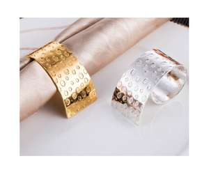 Hot Selling Round Shape Hammered Design <b>Copper</b> Plated <b>Copper</b> Wedding <b>Table</b> Dinner Napkin Rings for Sale - Product Image 3