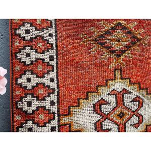 Vintage <b>Runner</b> Rug, 3x12.3 ft Turkish Rug, <b>Red</b> Polka dot Wool Rug - Product Image 4