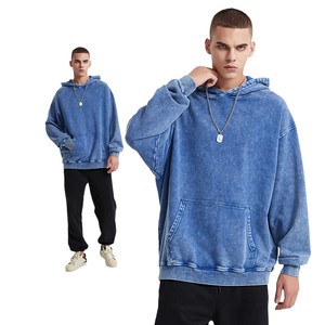 Sweat à capuche personnalisé 100% coton Vintage French Terry Acid Wash Distressed No Strings Oversized Men's Terry Hoodies & Sweatshirts - Product Image 2