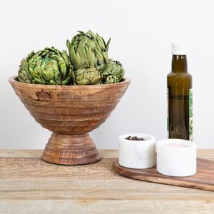 ชามทรงแหวนทำจากไม้มะม่วงมีสไตล์ทำด้วยมือใช้งานได้หลากหลายสำหรับสลัดปาร์ตี้ของว่างพร้อมฐานขัดเงาที่แข็งแรง - Product Image 5