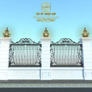 Clôture de jardin en fer forgé de luxe KHP, décoration ornementale artisanale pour les cours, revêtement en poudre de haute qualité, antirouille. - Product Image 5