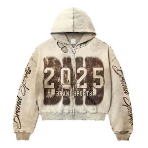 Dernier design Sweat-shirts à capuche zippés pour hommes de haute qualité pour l'hiver avec poches Gym Casual Sweat-shirts imprimés tricotés Jogging 300g - Product Image 2