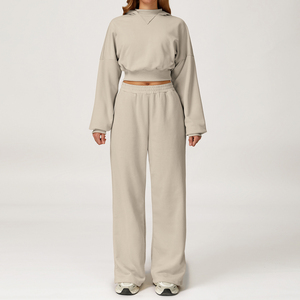 Al Aire Libre Casual verano suelto versátil mujer chándales correr deportes de dos piezas Sudadera con capucha conjuntos 100% algodón transpirable - Product Image 6