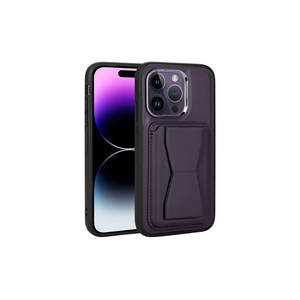 Étui portefeuille en cuir PU violet foncé Netzy pour iPhone 14 Pro avec support et porte-cartes, coque de téléphone portable - Product Image 1