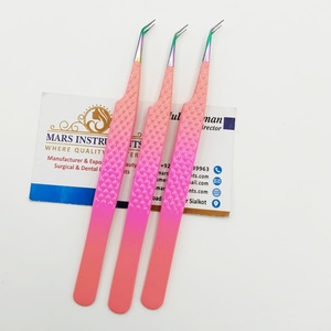 Pinzas para extensiones de pestañas clásicas de 45 grados de acero inoxidable japonés profesional de alta calidad, punta suave de Color Rosa degradado - Product Image 6