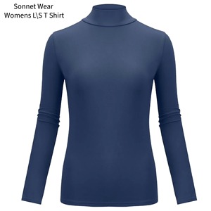 Women's Long Sleeve Butterfly Sleeve <b>Mock</b> <b>Neck</b> <b>Tops</b> Casual Soft Slim Fitted Lightweight Polyester/Cotton Garment Dyed - Product Image 4