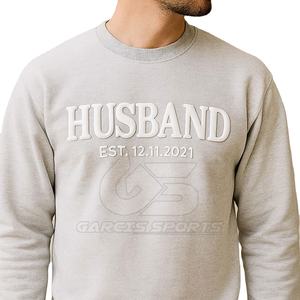 Sudadera con estampado de soplo para hombre, jersey de cuello redondo de lana de algodón pesado con diseño de letra elevada texturizada para estilo callejero - Product Image 5