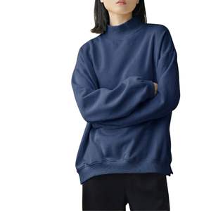 Sky Blue Women <b>Mock</b> <b>Neck</b> Sweatshirt Pastel Color Long Sleeve Fleece Pullover Loose Fit <b>Top</b> For Spring And Winter Wear - Product Image 5
