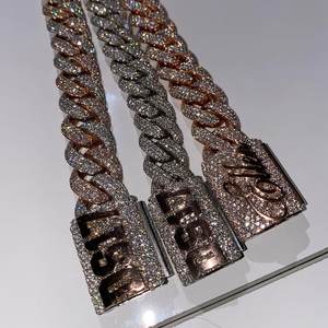 Chaîne cubaine Iced Out VVS CVD Diamond en or 10K 10mm Chaîne de rappeur avec lettre en diamant de laboratoire - Product Image 1