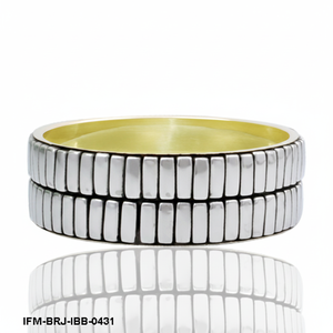 กำไลข้อมือทองเหลืองทำมือสองสี ดีไซน์สองแถวแบบอุตสาหกรรม ของขวัญสำหรับเธอ - Product Image 3