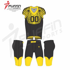 ชุดยูนิฟอร์มอเมริกันฟุตบอล ออกแบบเองได้ ชุดกีฬาทีม เสื้อเจอร์ซีย์ กางเกงขาสั้น ตัวอักษร 100% โพลีเอสเตอร์ แบบซับลิเมชั่น ผ้าทวิลล์ รับผลิตแบบ OEM - Product Image 2