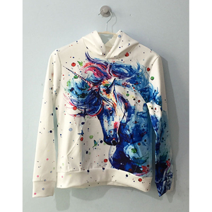 เสื้อฮู้ดเด็กผ้าฝ้าย 100% สกรีนโลโก้ตามสั่ง ลายม้าและยูนิคอร์นหลากสี ผู้ผลิตเสื้อฮู้ดผ้าฟลีซแบบสวมหัว - Product Image 6