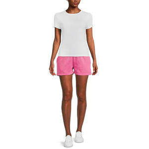 กางเกงขาสั้นผ้าฟลีซเอวสูงสำหรับผู้หญิงกางเกงวิ่งผ้าฝ้าย100% ลำลองมีเชือกผูกสีตามสั่ง - Product Image 5