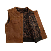 Chaleco de Motocicleta de Invierno para Hombre, Premium, de Poliéster, Color Marrón, Personalizado, Chaleco de Motociclista Hecho a Mano