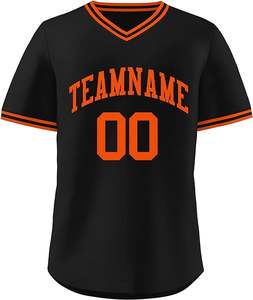 Maillot de baseball personnalisé 100% polyester à col en V unisexe de haute qualité respirant antibactérien à séchage rapide brodé sur mesure - Product Image 3