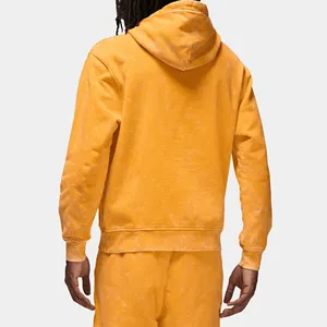 <b>Men's</b> Mustard <b>Yellow</b> Hooded Sweatshirt Oversized Fit Solid Colour Casual Fleece <b>Hoodie</b> With Front Pocket Autumn Wear 2027 - Product Image 2