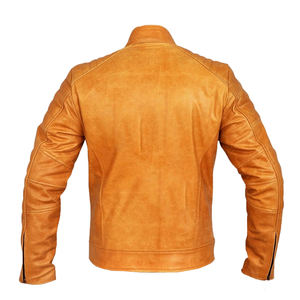 Men's Classic Moto Black <b>Vintage</b> Tan Fashion Faux <b>Leather</b> <b>Jackets</b> - Product Image 4