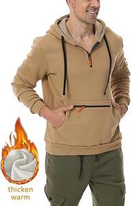 เสื้อฮู้ดสวมหัวขนแกะแขนยาวสำหรับผู้ชายซิปแบบสวมหัวมีกระเป๋า - Product Image 3