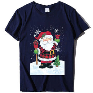 Camiseta con estampado navideño OEM y ODM, ropa informal, camisetas para hombre y mujer, camiseta transpirable de algodón puro con cuello redondo - Product Image 4