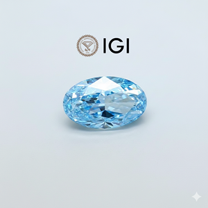 Diamante Azul Vívido de 4 Quilates con Certificación IGI, Cultivado en Laboratorio, Claridad VVS, Forma Ovalada, Diamante CVD Azul, Piedra Suelta para Joyería de Lujo - Product Image 1