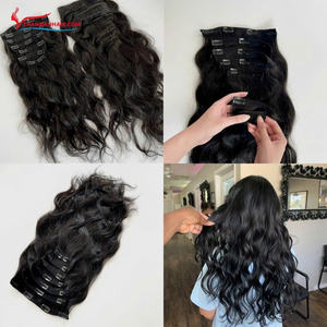 ARTÍCULO POPULAR Extensiones de Cabello Vietnamita 100% Humano Natural en Stock, Ondulado Natural, con Clip, Sin Caída, Fácil de Usar - Product Image 1