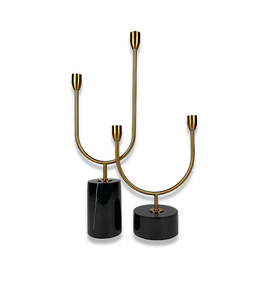 Elegant U-Shaped Brass <b>Candle</b> <b>Holder</b> with <b>Marble</b> Base For Home Wedding Easter Christmas Valentine's Day & Table Decoration - Product Image 2