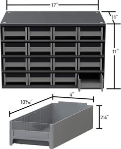 Armoire de rangement en acier pour garage, organisateur de petites pièces, armoire en métal pour quincaillerie, clous, vis, boulons, écrous et plus encore, 17 po de largeur x 11 po - Product Image 1