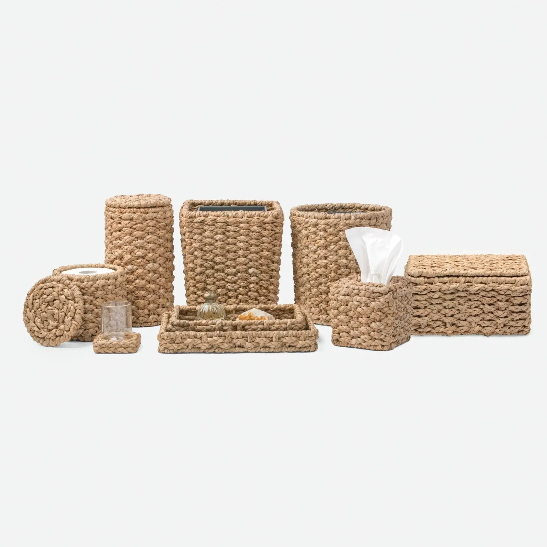 Hand-produced Water Hyacinth Bath Accessories Best Selling Natural Hyacinth Bathroom Sets For Home