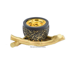 เตา bakhoor ทรงกลมทำจากเหล็กเคลือบเงาสีทอง - Product Image 4