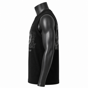 Camiseta sin mangas negra personalizada al por mayor para hombre, con estampado gráfico, de algodón, estilo urbano, para gimnasio, tipo chaleco muscular - Product Image 4