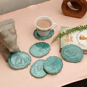 Posavasos de Resina Artesanal de Alta Calidad, Superficie Lisa y Pulida, Estilo Bohemio, Ecológico, para Uso Diario con Té, Café y Bebidas - Product Image 1