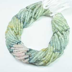 Cuentas de Rondelle facetadas de morganita de Aguamarina natural, hebras de piedras preciosas sueltas de 4-4,5mm, cuentas de heliodor aguamarina a precio de fábrica - Product Image 4