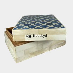 Caja de joyería intrincada con incrustaciones de fregona y hueso, organizador decorativo hecho a mano, regalo para el hogar de Tradebyd - Product Image 4
