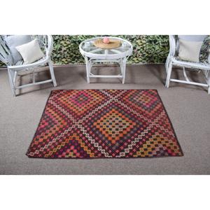 Alfombra Turca Vintage, Alfombra Pequeña de 3.2x4.4 pies, Alfombra con Diseño de Plantas y Árboles Rojo Anaranjado - Product Image 3