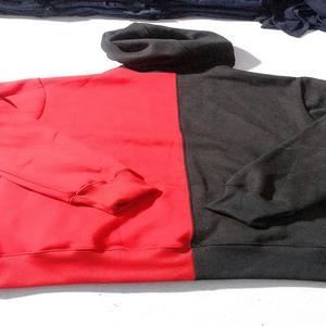 Pull à capuche en coton bicolore personnalisé oem rouge chaud et noir pour hommes - Product Image 2