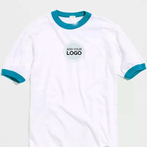 Camisetas personalizadas para hombre, camisetas sólidas básicas de verano informales de manga corta de algodón pesado, variedad de camisetas Ringer - Product Image 5