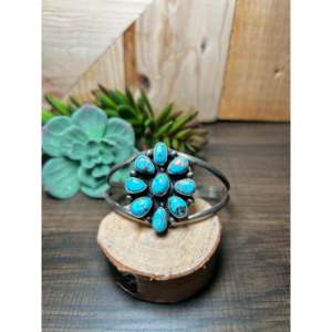 Sheila Becenti Golden Hill Turquoise & Sterling <b>Silver</b> Fashion <b>Cuff</b> <b>Bracelet</b> - Product Image 1